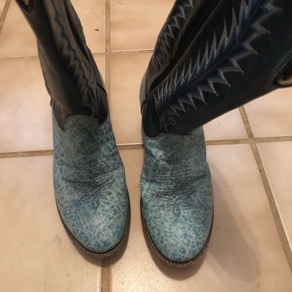 COPY - Tony Llama Blue Elephant skin boots.